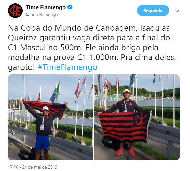 Copa do Mundo de Canoagem: canoísta Rubro-Negro leva Brasil às finais Copa do Mundo de Canoagem: canoísta Rubro-Negro leva Brasil às finais